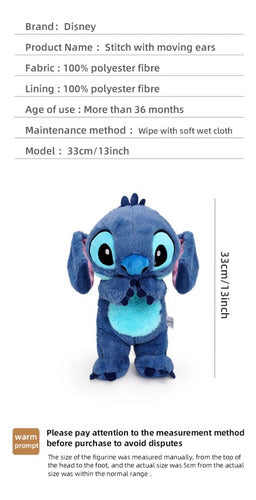 MASOLU Peluche Stitch PRESS ME 33 cm – Modèle Original Disney