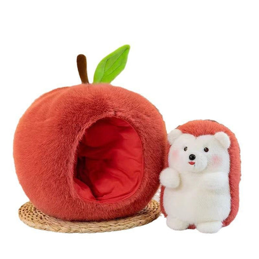 MASOLU Pom'Hérisson 2-en-1 – Peluche Hérisson dans sa Pomme Maison (30 cm)