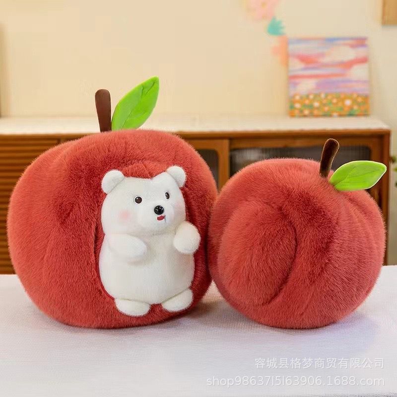 MASOLU Pom'Hérisson 2-en-1 – Peluche Hérisson dans sa Pomme Maison (30 cm)